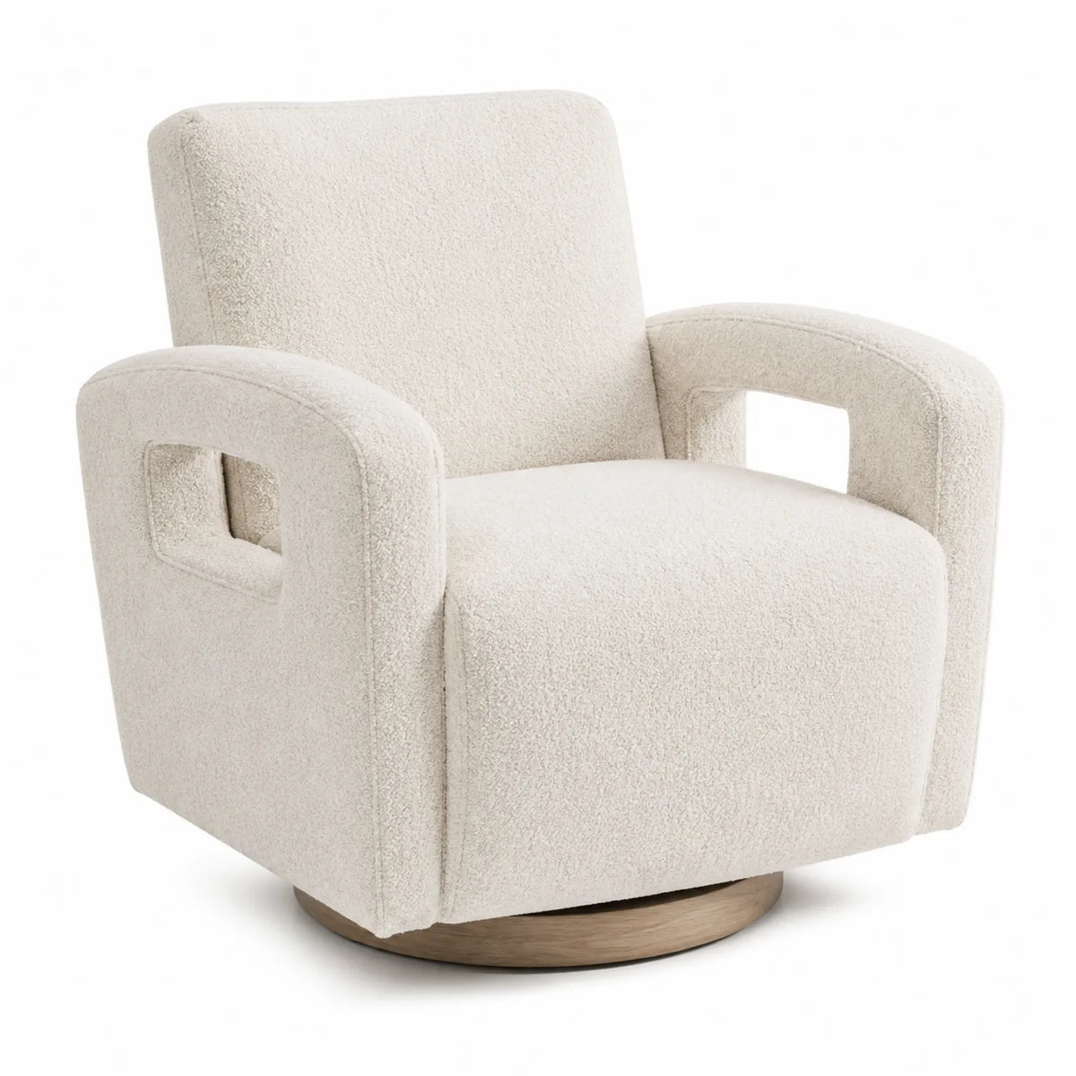 Drehbarer Sessel aus Polyester-Bouclé Weiß 75x80x85cm