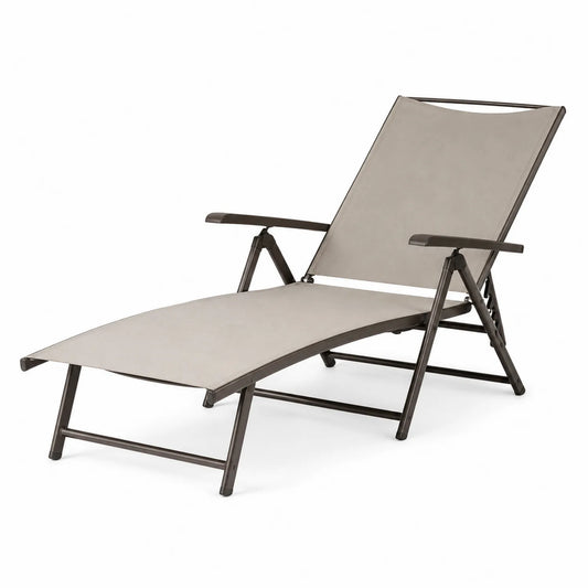 Sonnenliege Aluminiumrahmen Polyester Beige Verstellbar