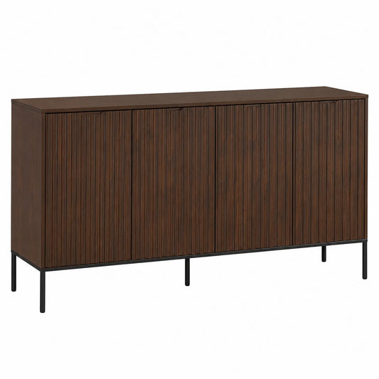 Sideboard Holz Dunkelbraun mit Eichenholz und Stahl 150x40x80 cm
