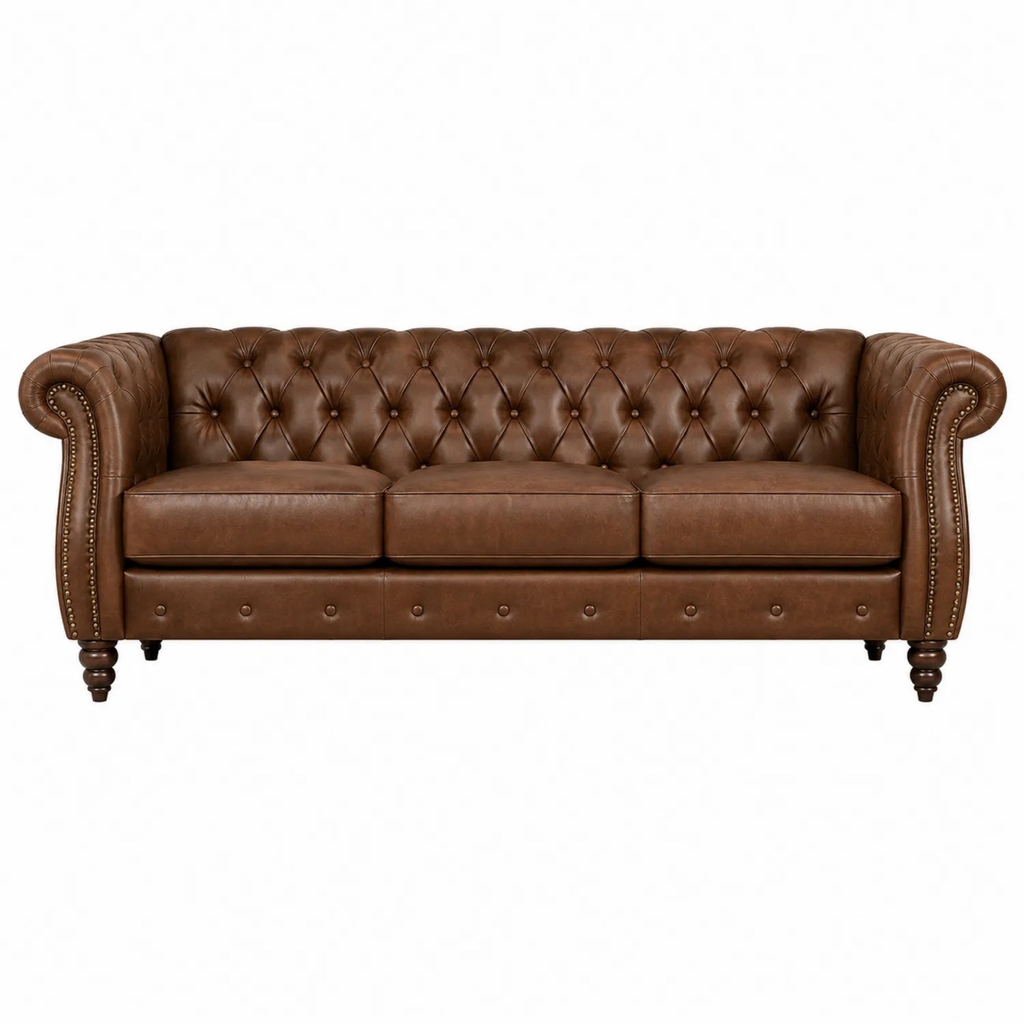 Chesterfield 3-Sitzer Sofa aus Leder Braun