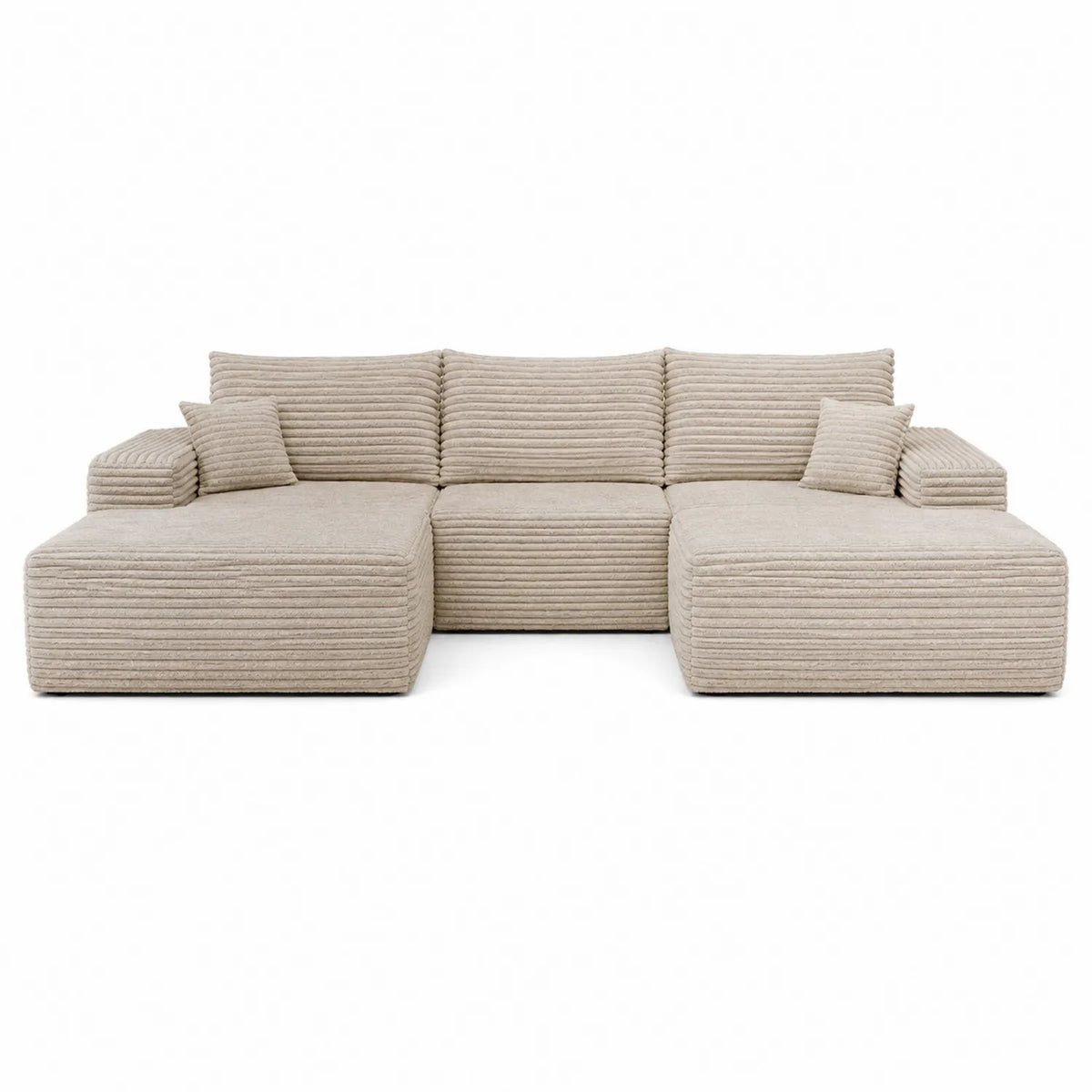 Ecksofa Set aus Stoff mit Kissen Beige 280x150x75 cm