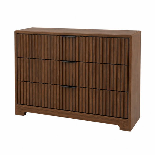 Braune Kommode aus Massivholz mit 3 Schubladen