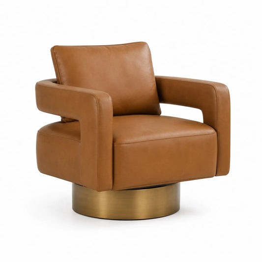 Ledersessel Braun mit Metallgestell