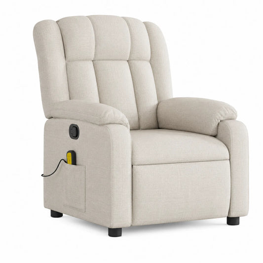 Leinenstoff Sessel mit elektrischer Liegefunktion in Beige