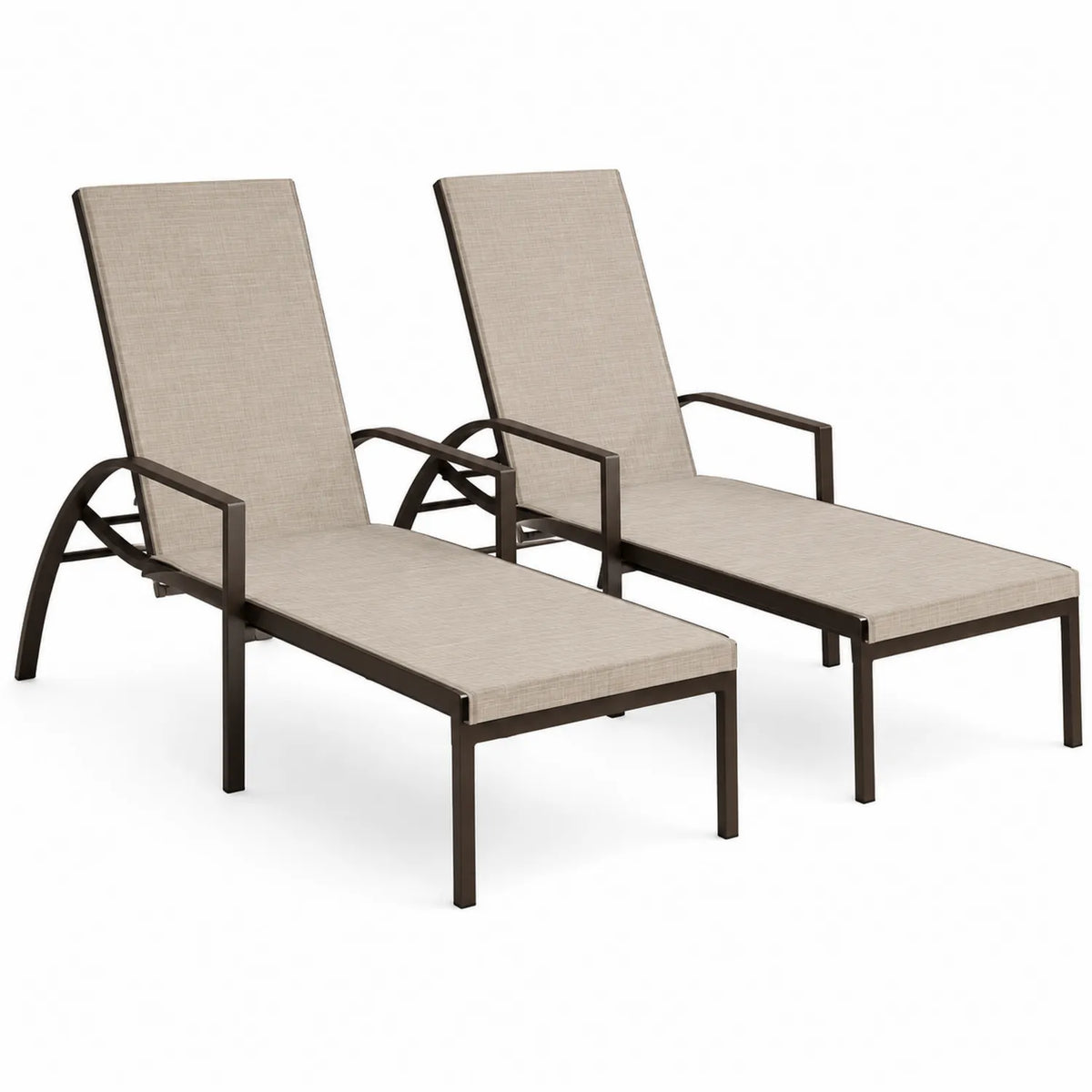 Set aus 2 verstellbaren Sonnenliegen Aluminium Textilene Beige