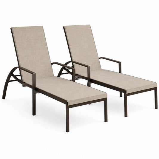 Set aus 2 verstellbaren Sonnenliegen Aluminium Textilene Beige