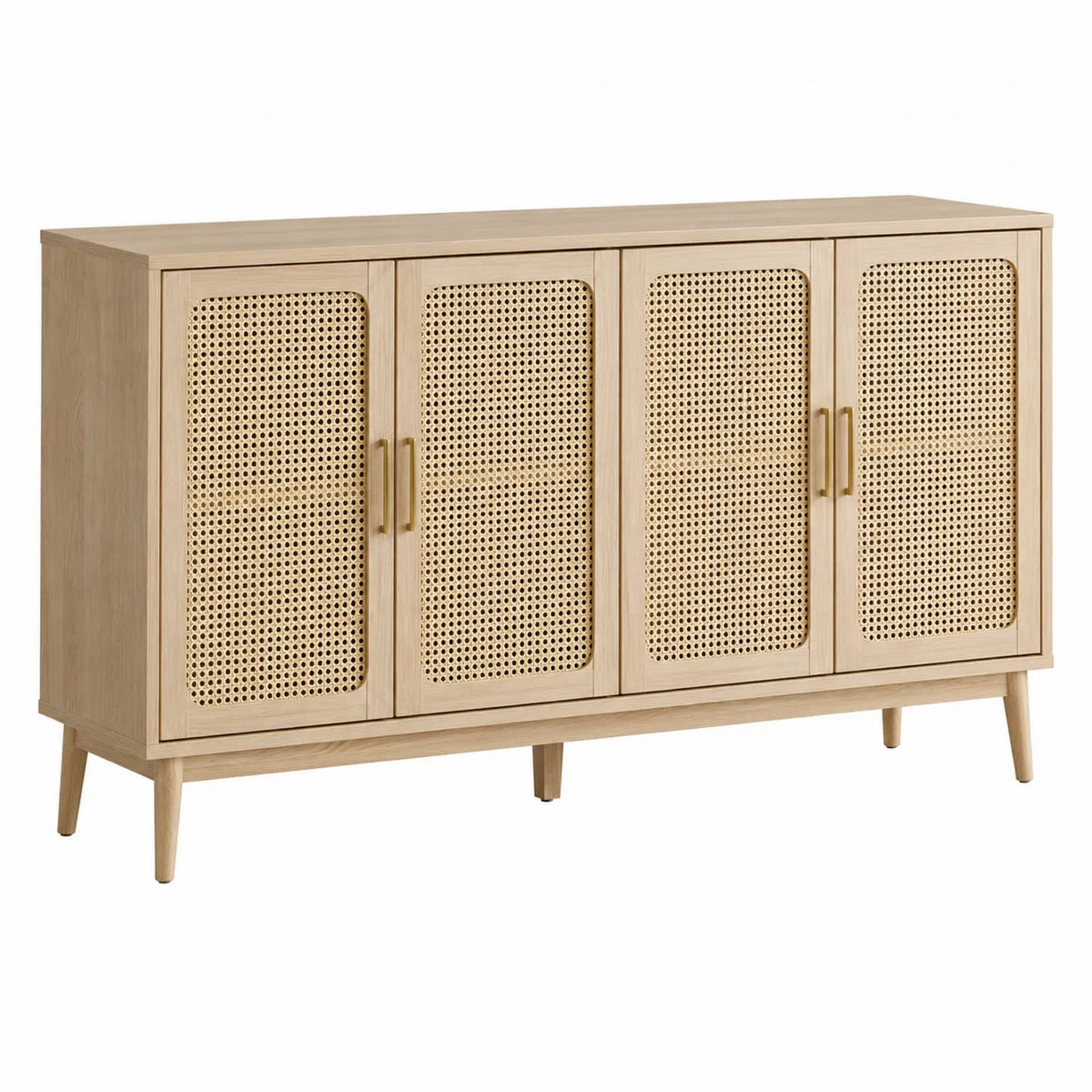 Sideboard Eichenholz Rattan Natur 180x40x75 cm