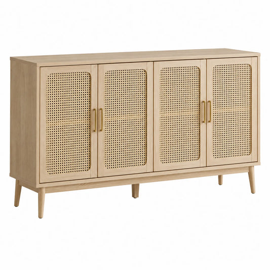 Sideboard Eichenholz Rattan Natur 180x40x75 cm